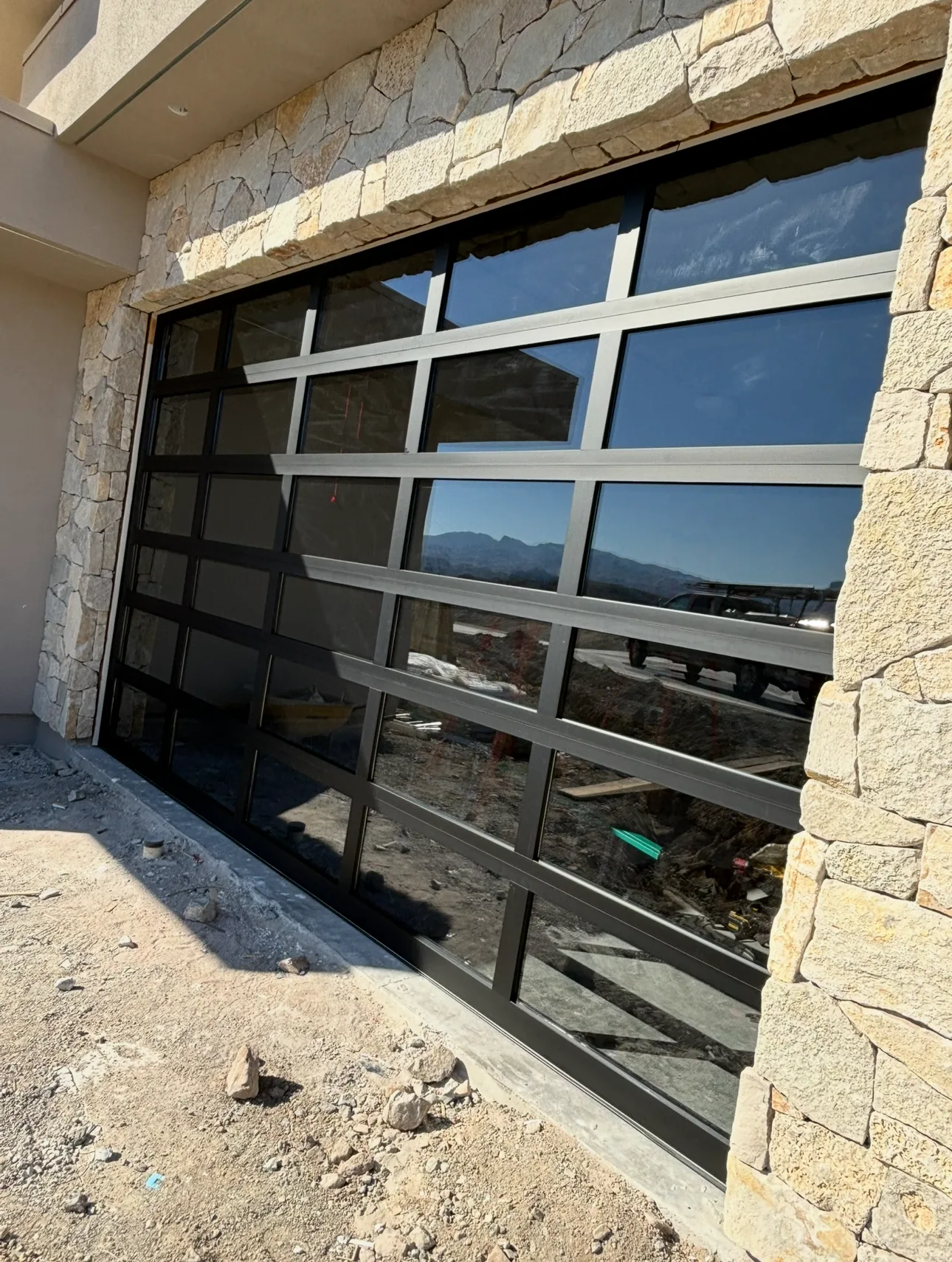 Black Glass Reflective Door Angle